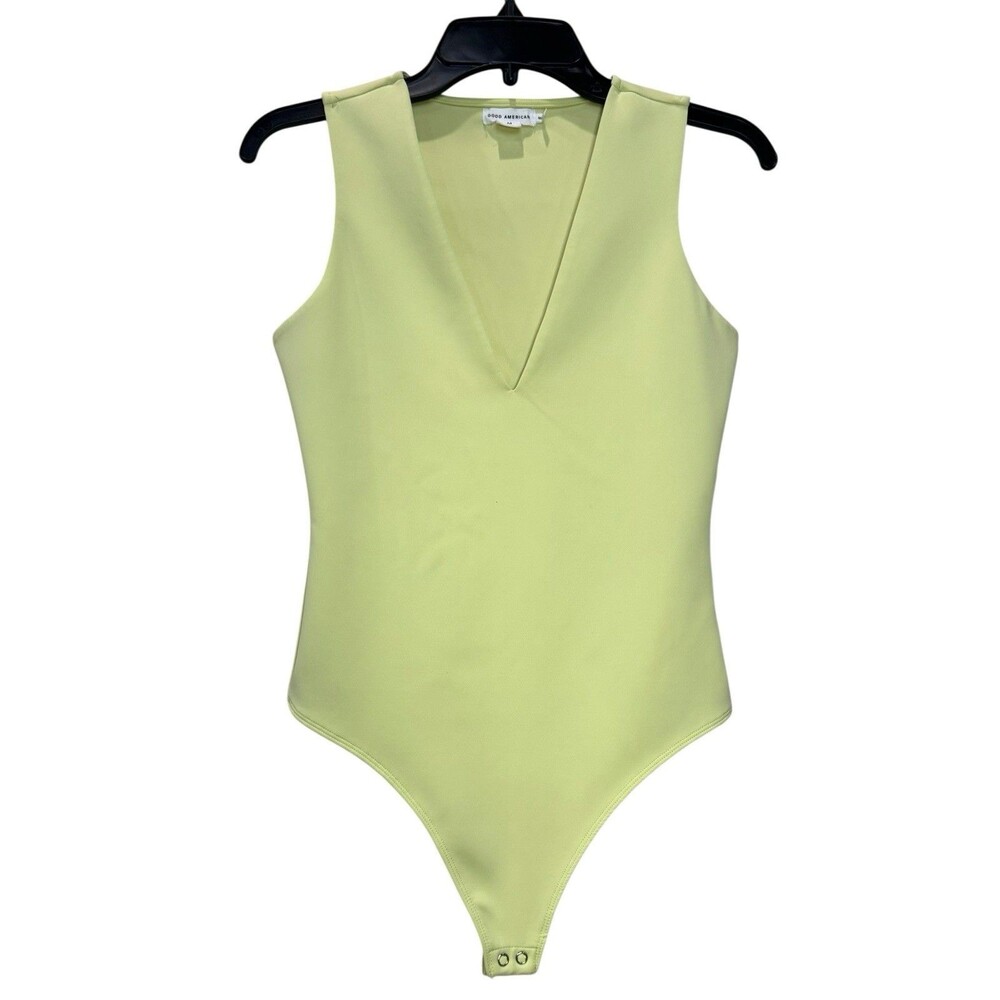 Good American Deep V Tank Body Suit Palo Verde Green Women Size Medium M